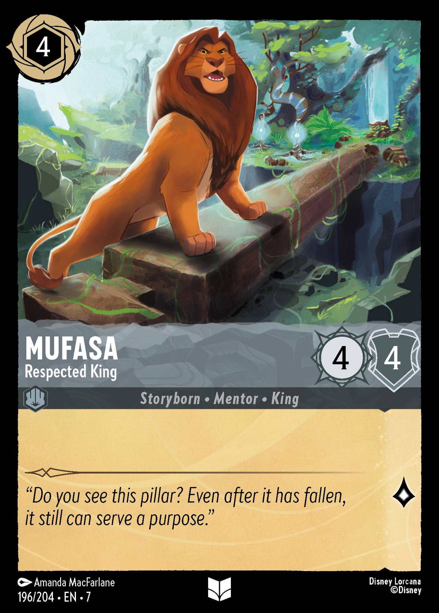 Mufasa - Respected King - Uncommon Normal Disney Lorcana card from Archazia's Island
