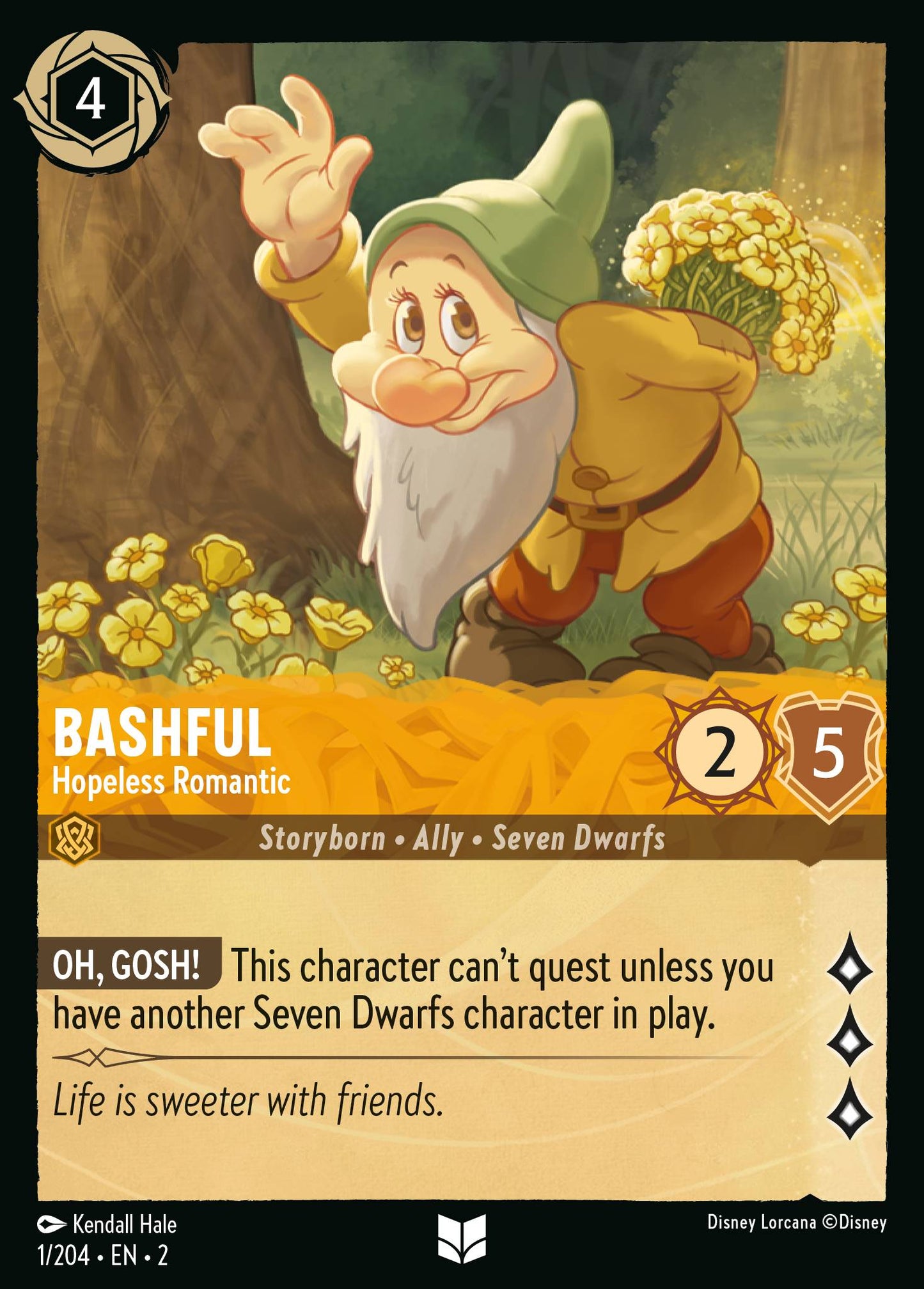 Bashful - Hopeless Romantic - Uncommon Normal Disney Lorcana card from Rise of the Floodborn