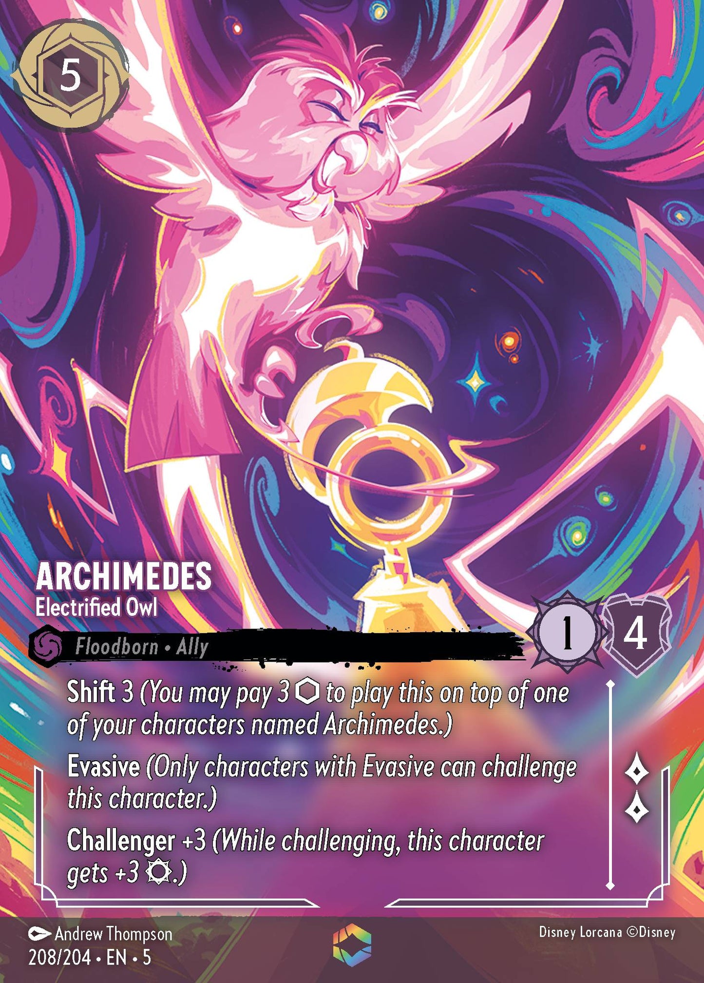 Archimedes - Electrified Owl (Enchanted) - Holofoil