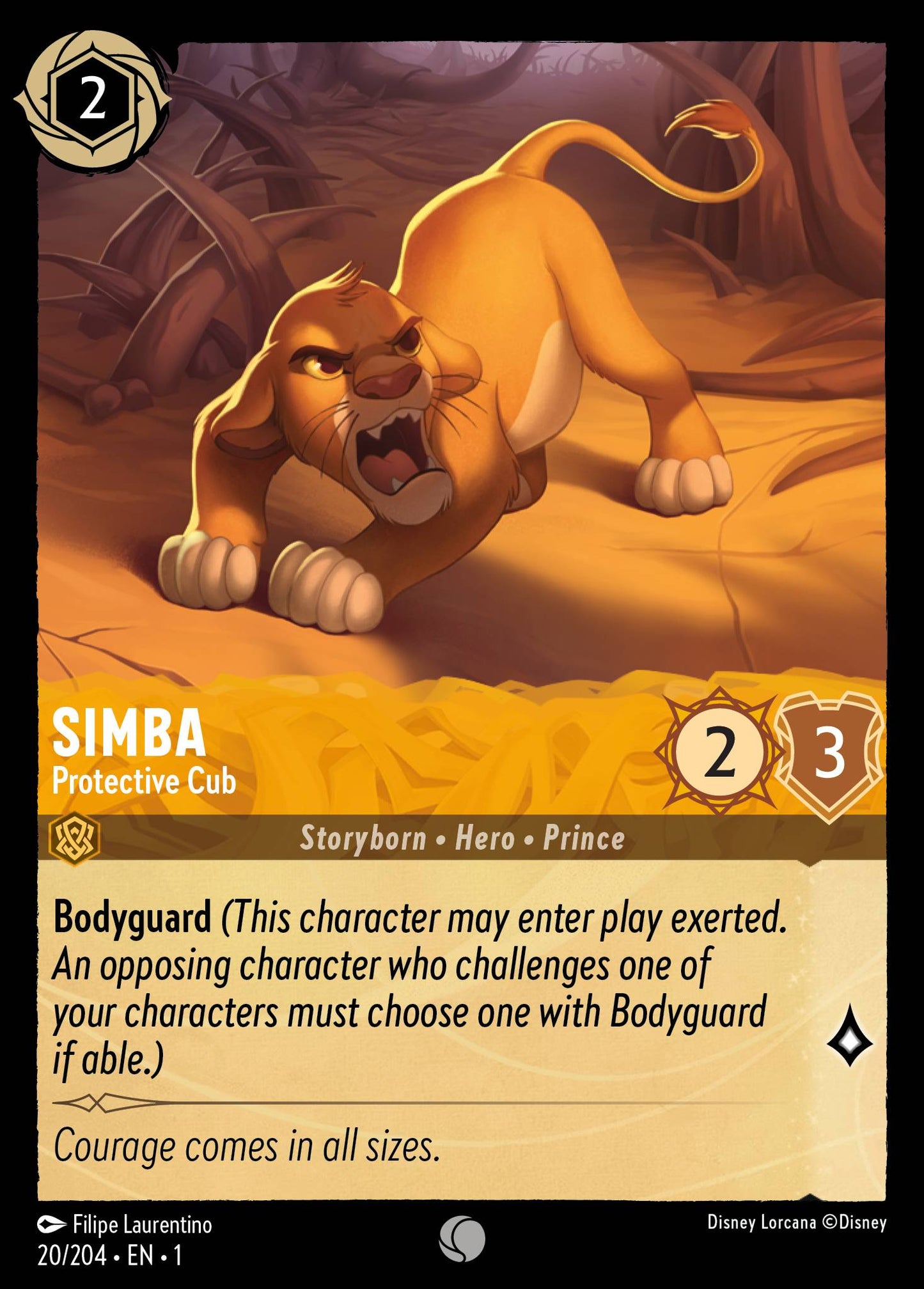 Simba - Protective Cub - Common Normal Disney Lorcana card from The First Chapter