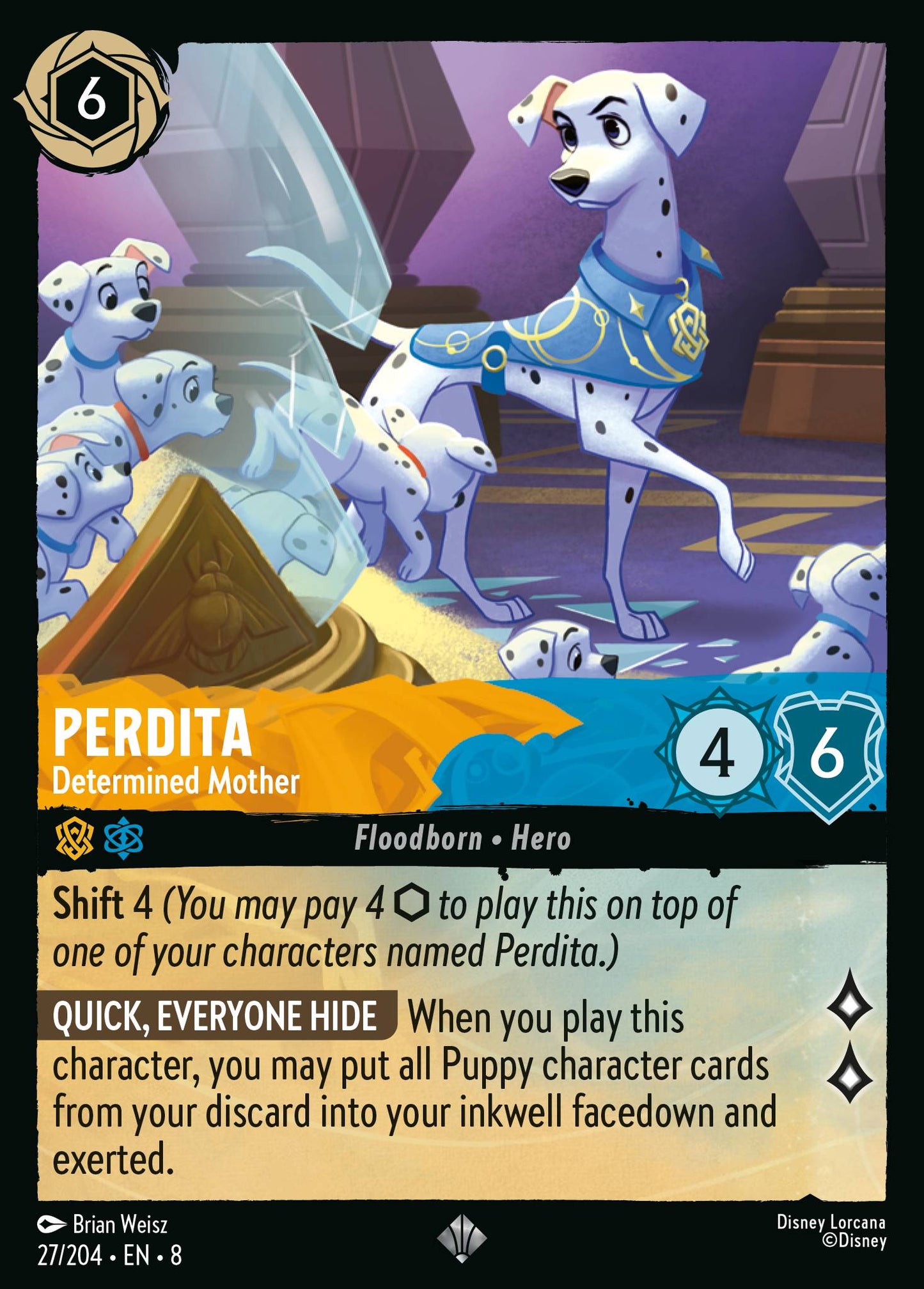 Perdita - Determined Mother - Super Rare Normal Disney Lorcana card from The Reign of Jafar