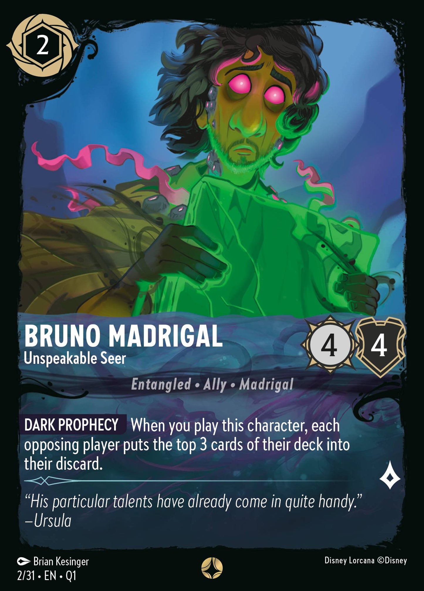 Bruno Madrigal - Unspeakable Seer - Special Normal Disney Lorcana card from Unknown Set
