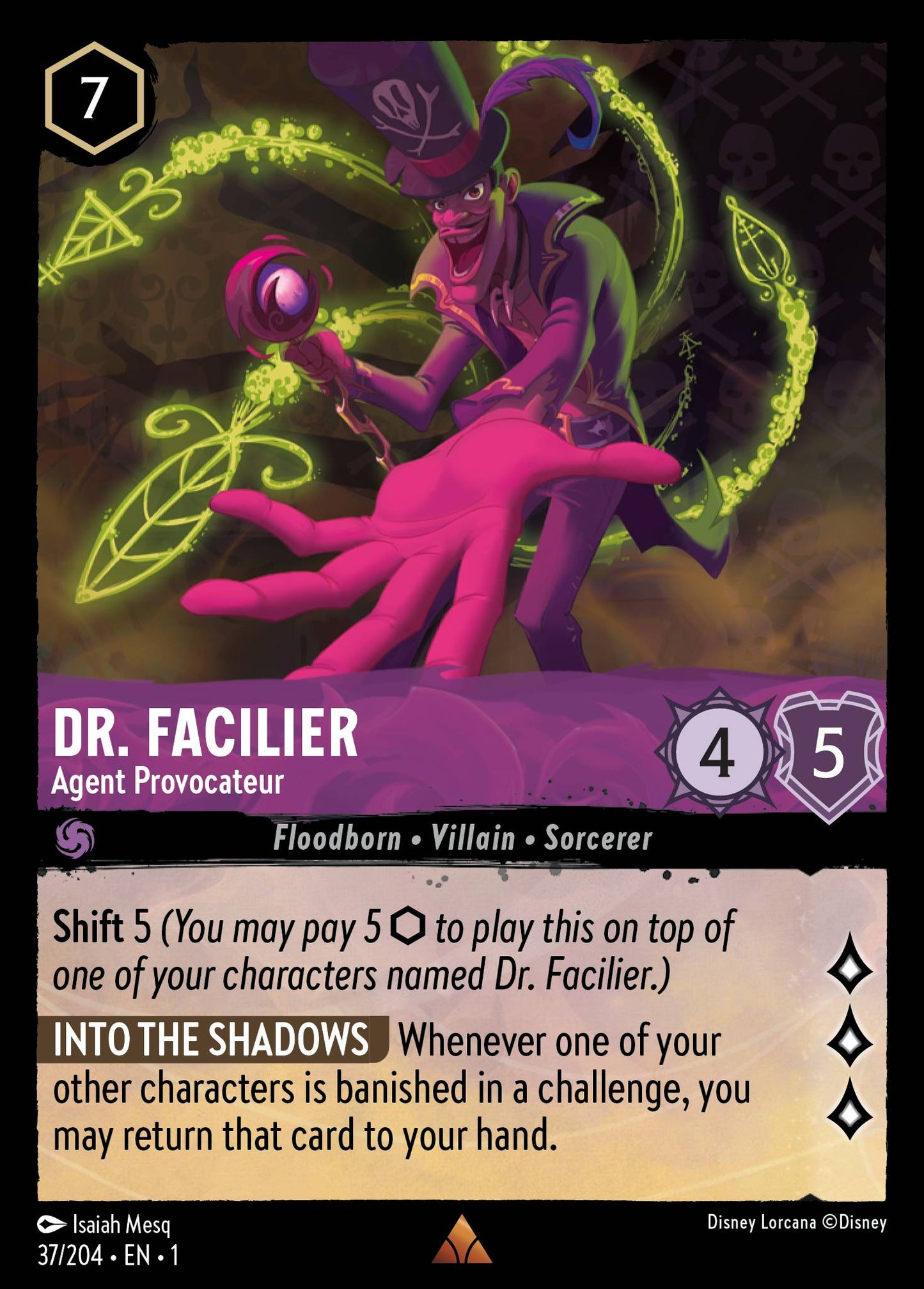Dr. Facilier - Agent Provocateur - Rare Normal Disney Lorcana card from The First Chapter