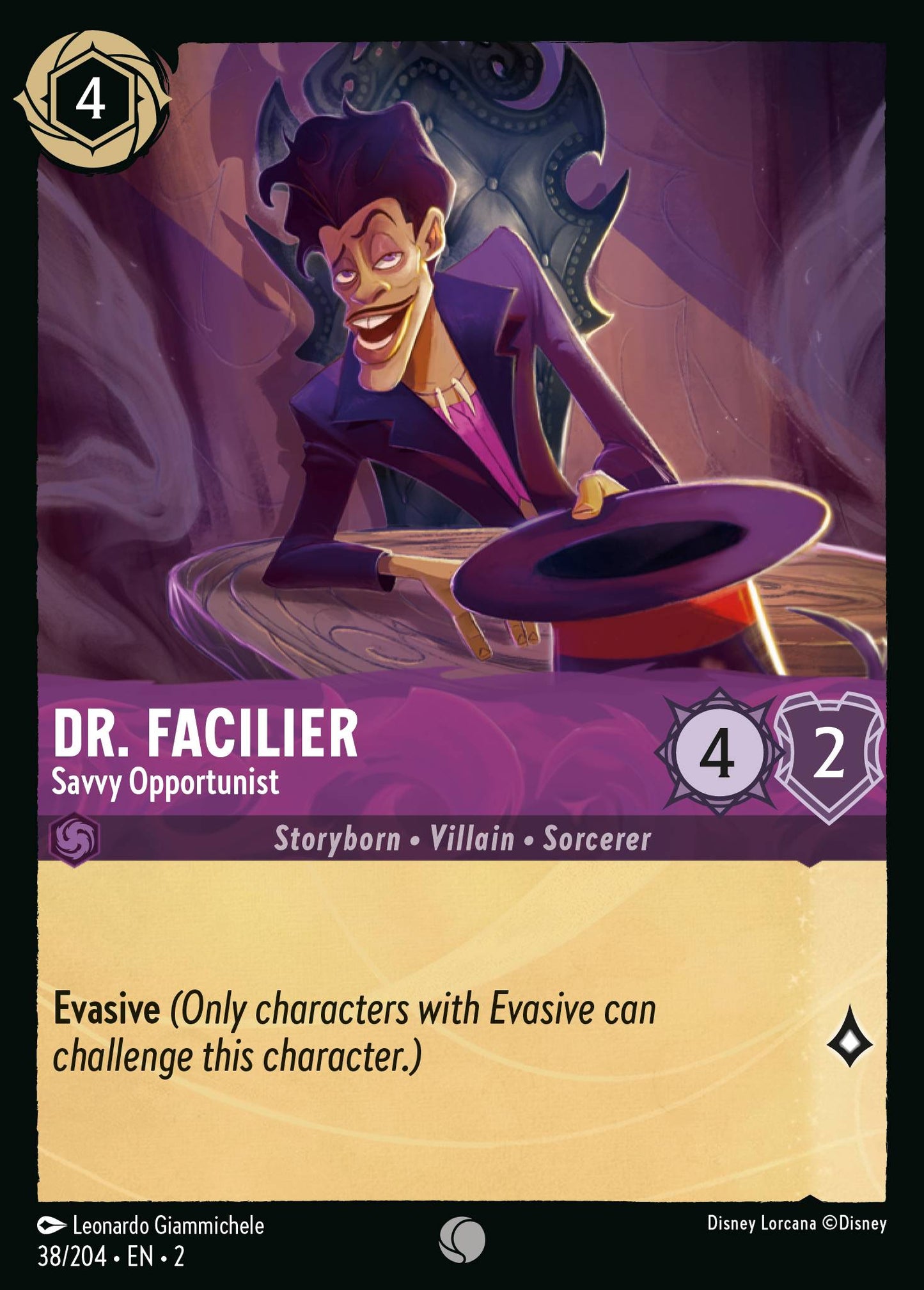 Dr. Facilier - Savvy Opportunist - Common Normal Disney Lorcana card from Rise of the Floodborn
