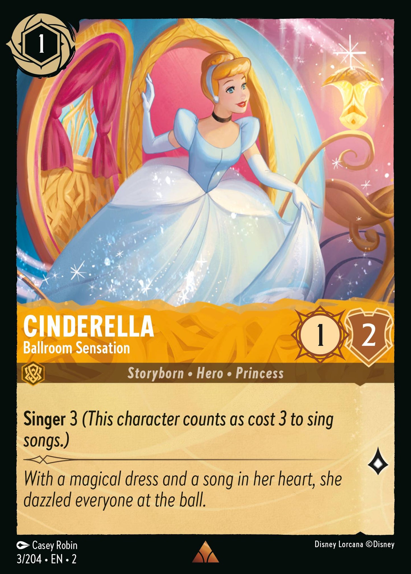 Cinderella - Ballroom Sensation - Rare Normal Disney Lorcana card from Rise of the Floodborn