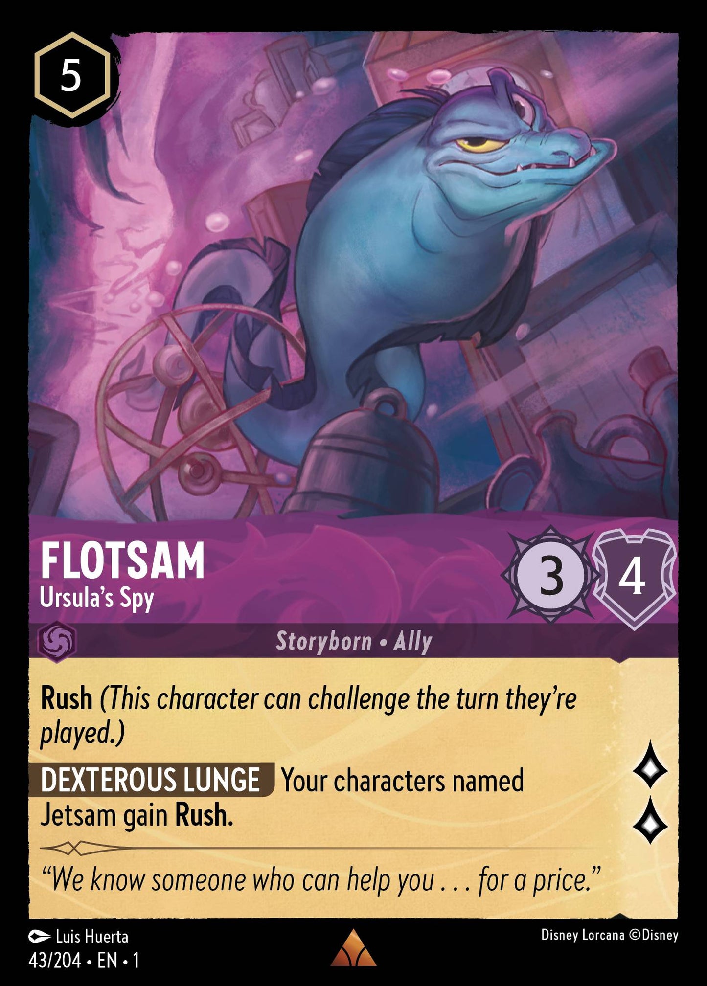 Flotsam - Ursula's Spy - Rare Normal Disney Lorcana card from The First Chapter