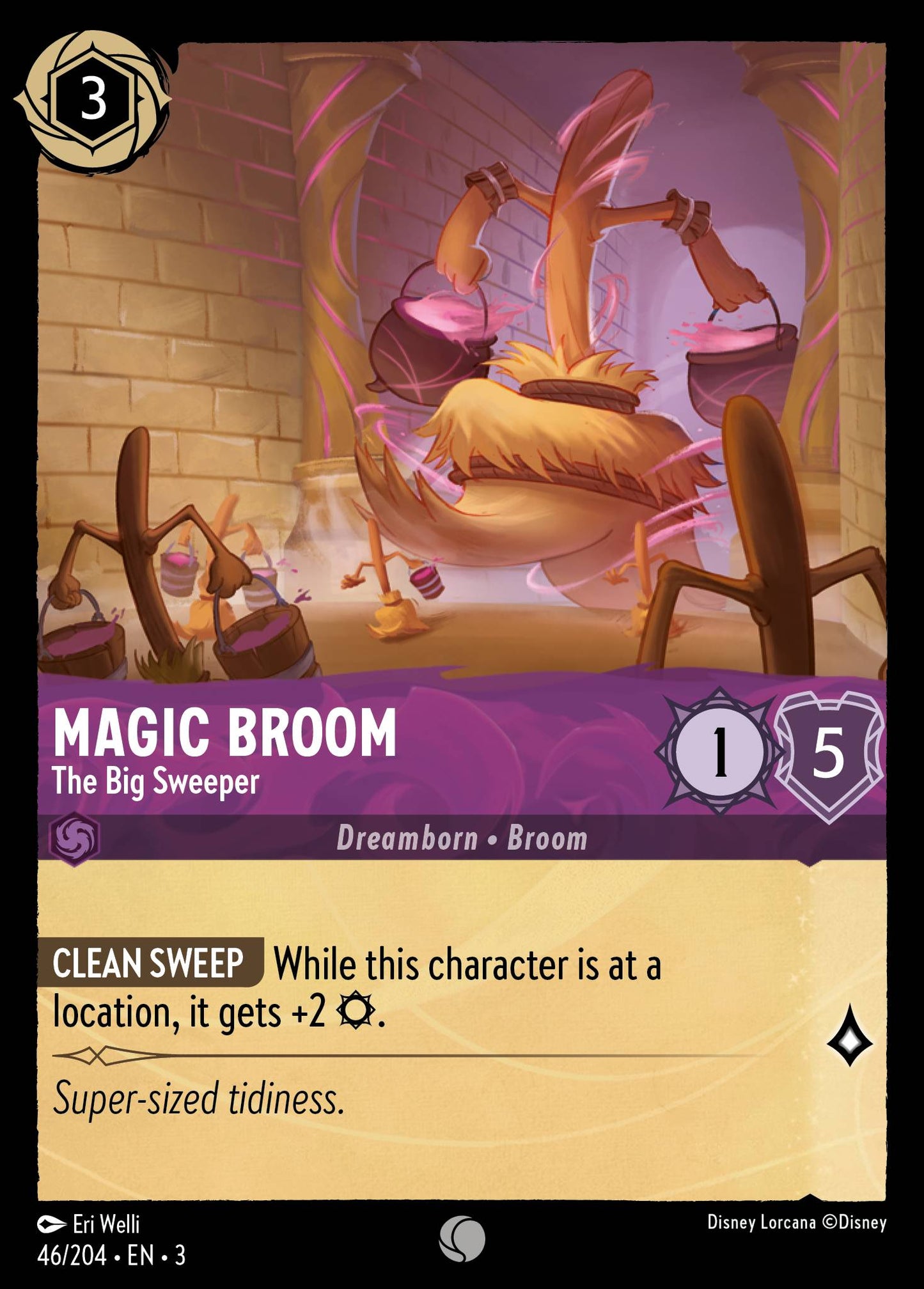 Magic Broom - The Big Sweeper - Common Normal Disney Lorcana card from Into the Inklands