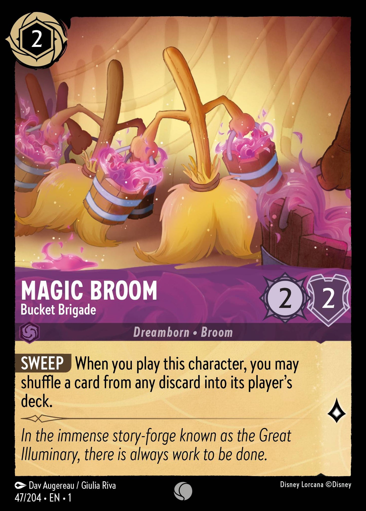 Magic Broom - Bucket Brigade - Common Normal Disney Lorcana card from The First Chapter
