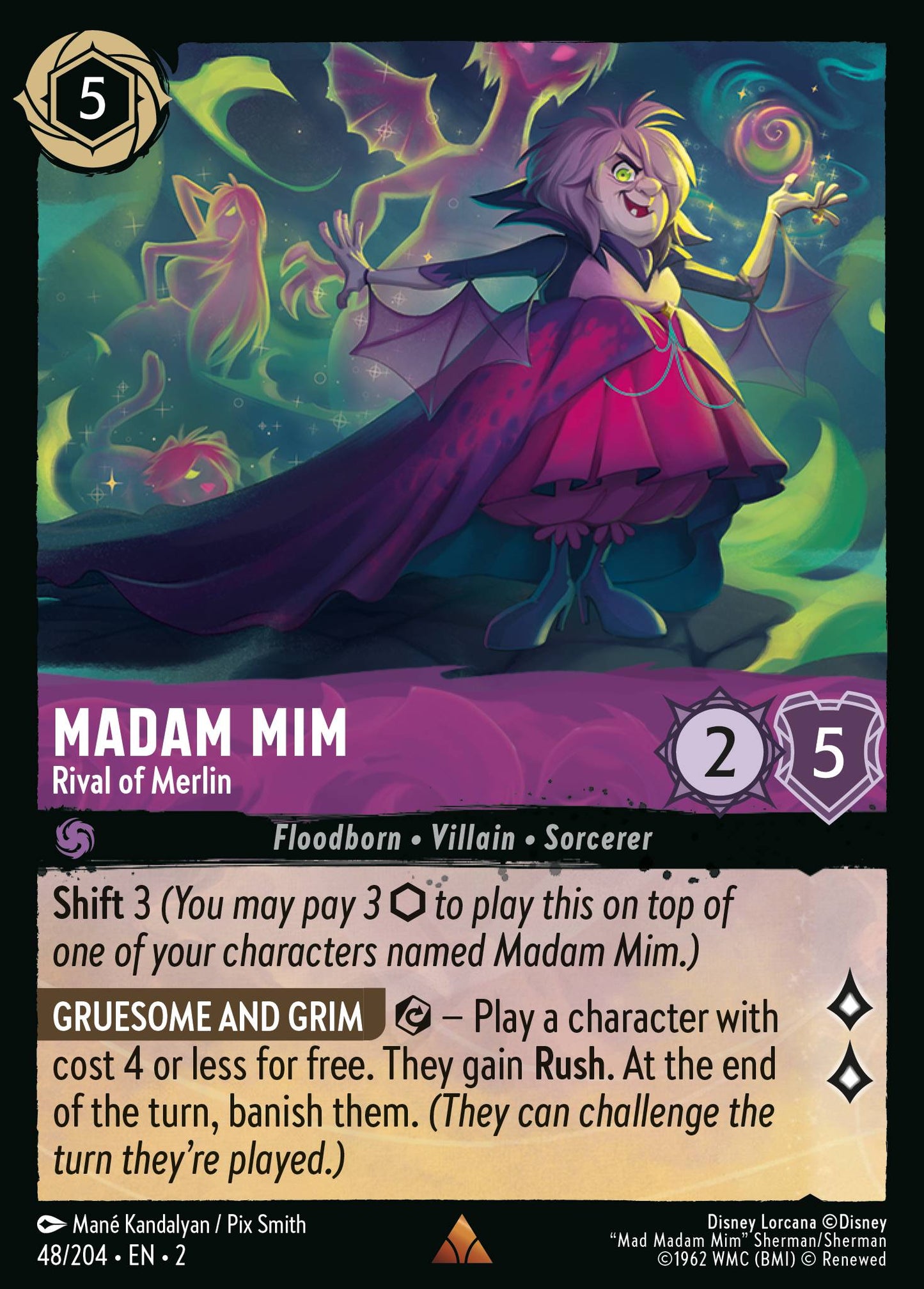 Madam Mim - Rival of Merlin - Rare Normal Disney Lorcana card from Rise of the Floodborn