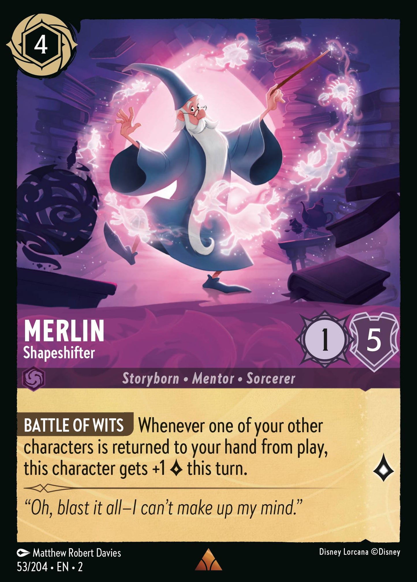 Merlin - Shapeshifter - Rare Normal Disney Lorcana card from Rise of the Floodborn