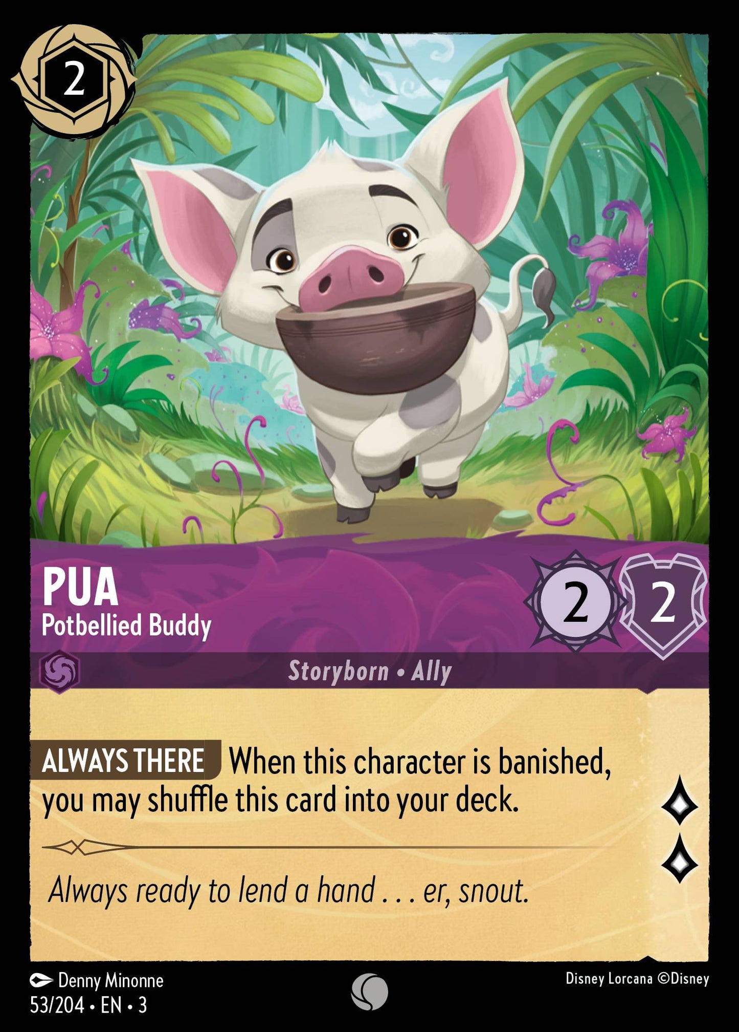 Pua - Potbellied Buddy - Common Normal Disney Lorcana card from Into the Inklands