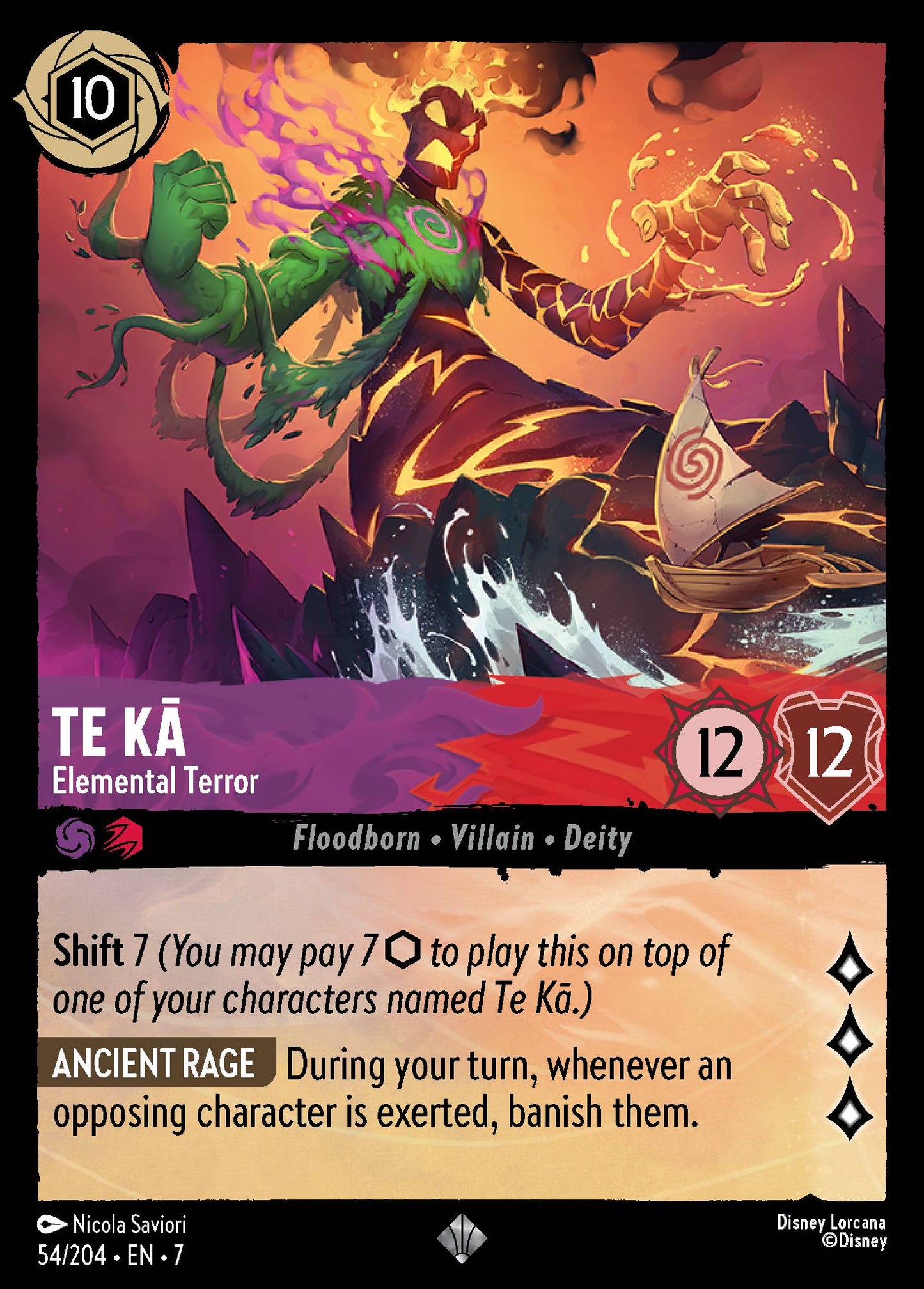 Te Ka - Elemental Terror - Super Rare Normal Disney Lorcana card from Archazia's Island
