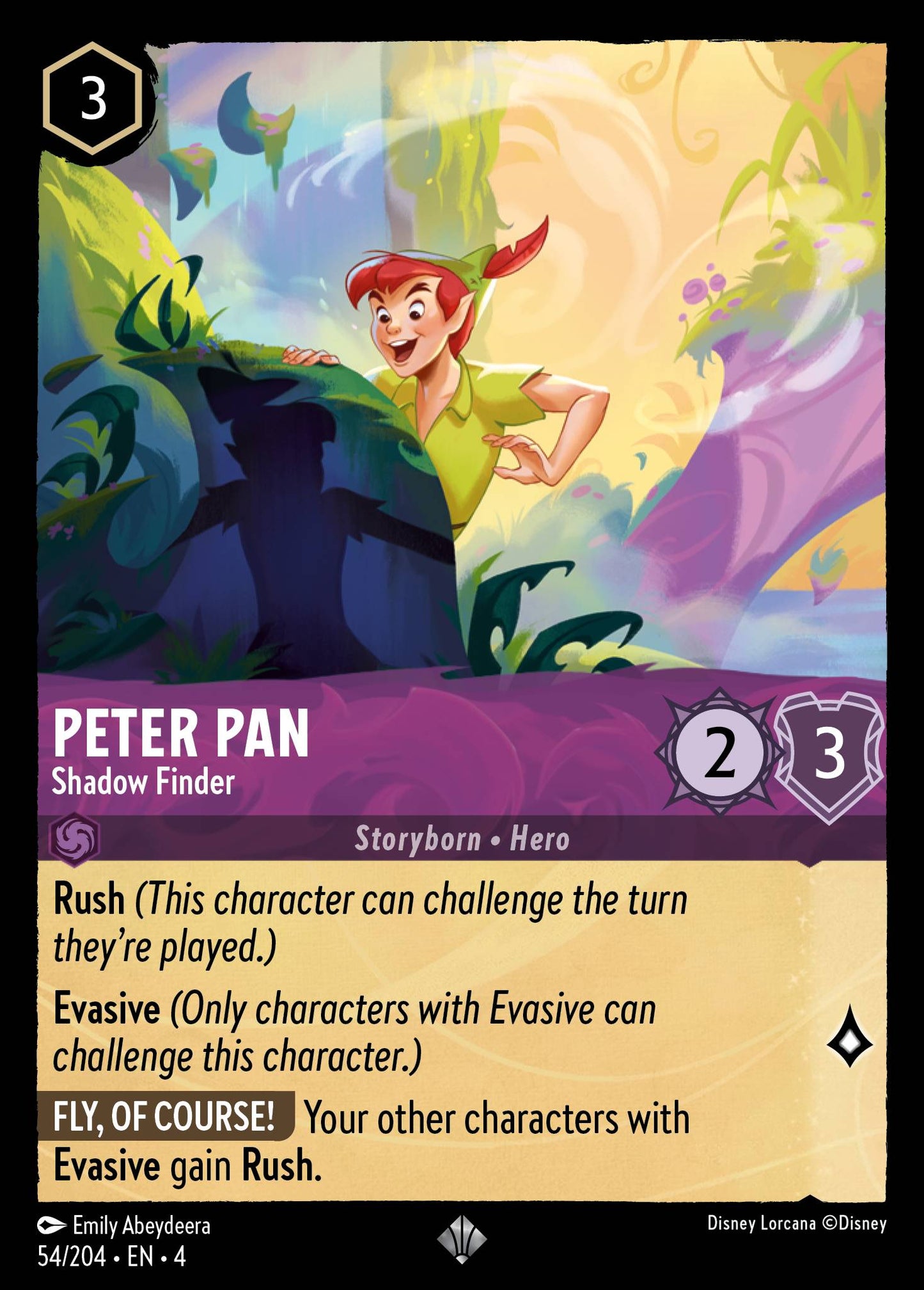 Peter Pan - Shadow Finder - Super Rare Normal Disney Lorcana card from Ursula's Return
