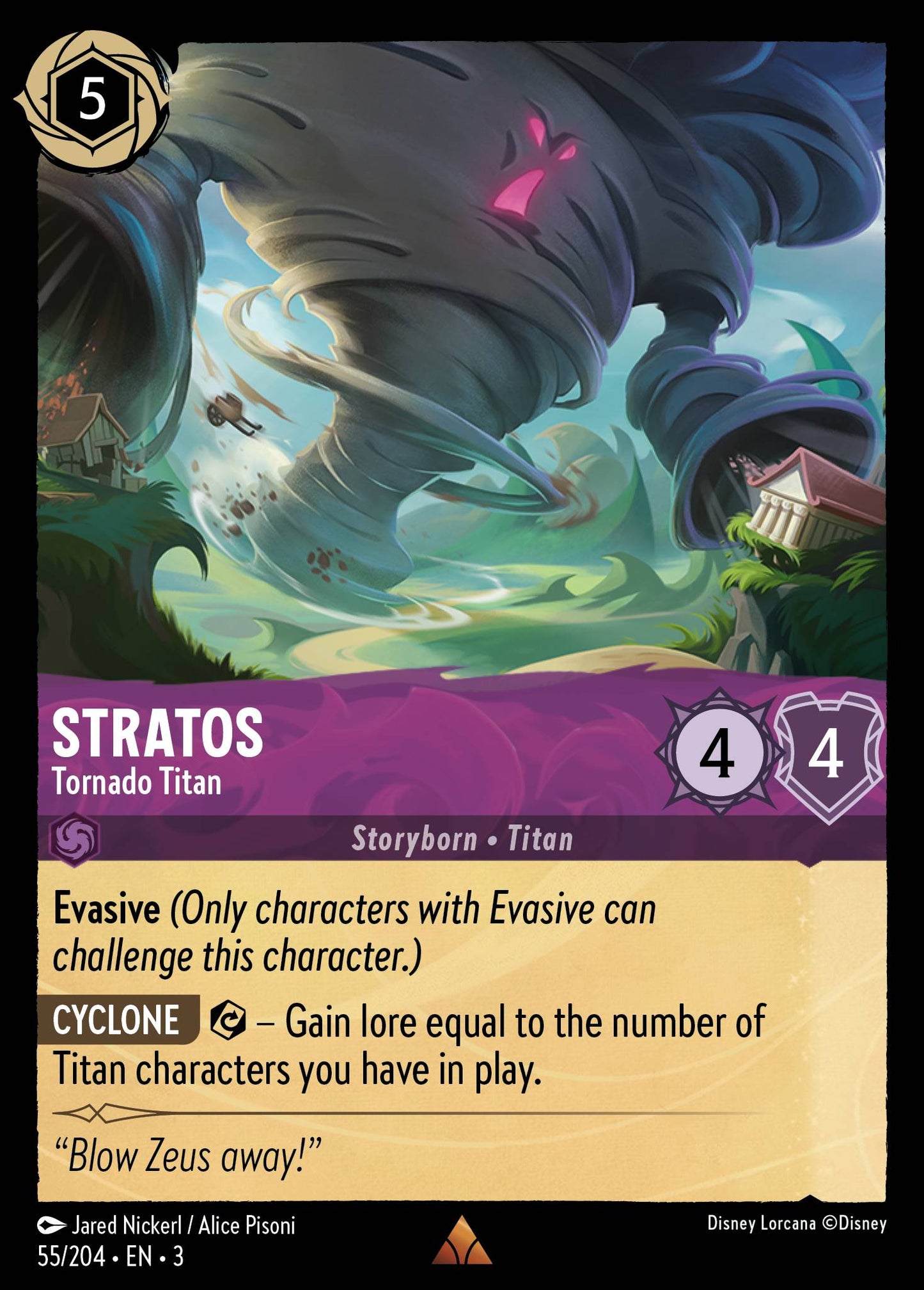 Stratos - Tornado Titan - Rare Normal Disney Lorcana card from Into the Inklands