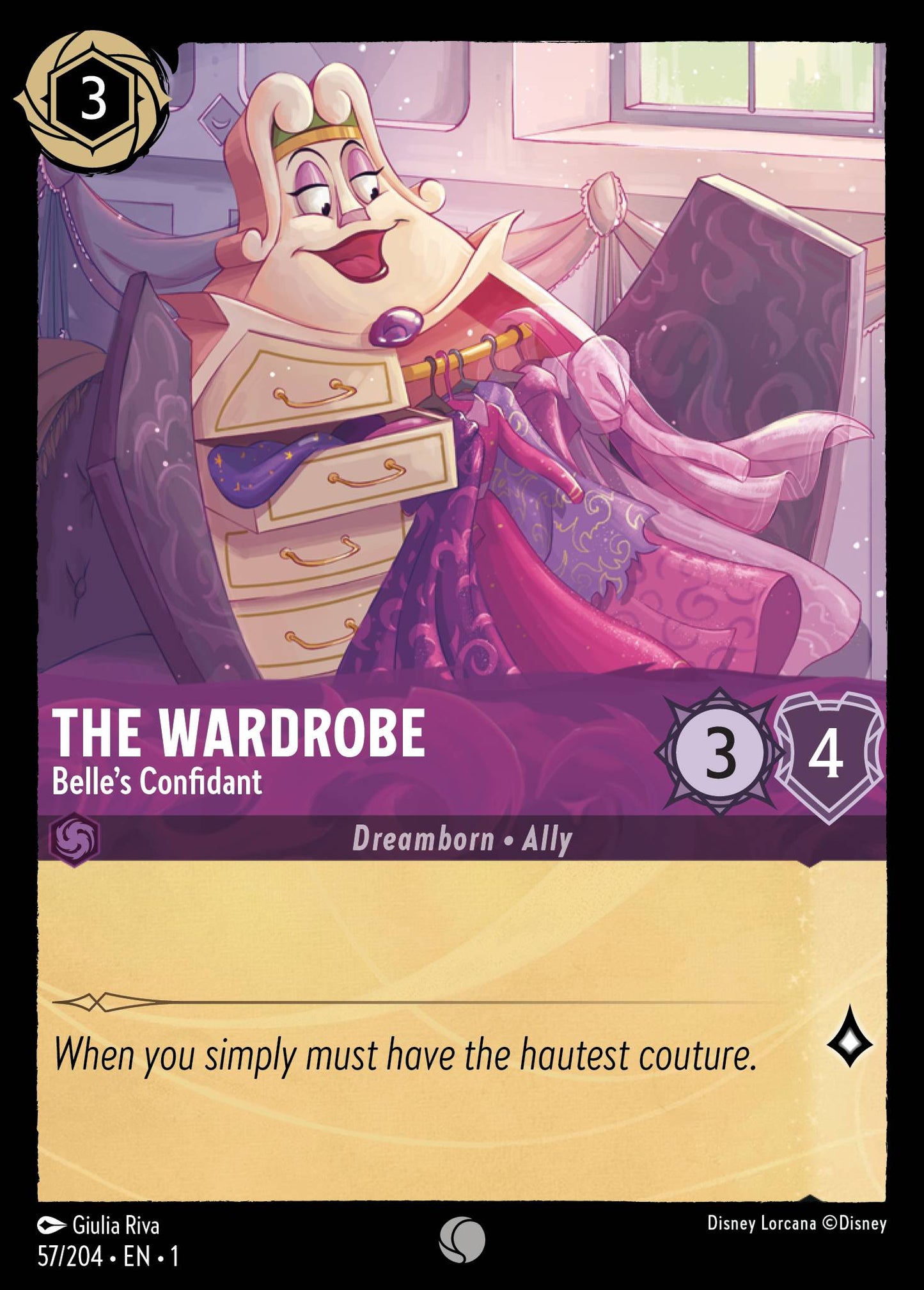 The Wardrobe - Belle's Confidant - Common Normal Disney Lorcana card from The First Chapter