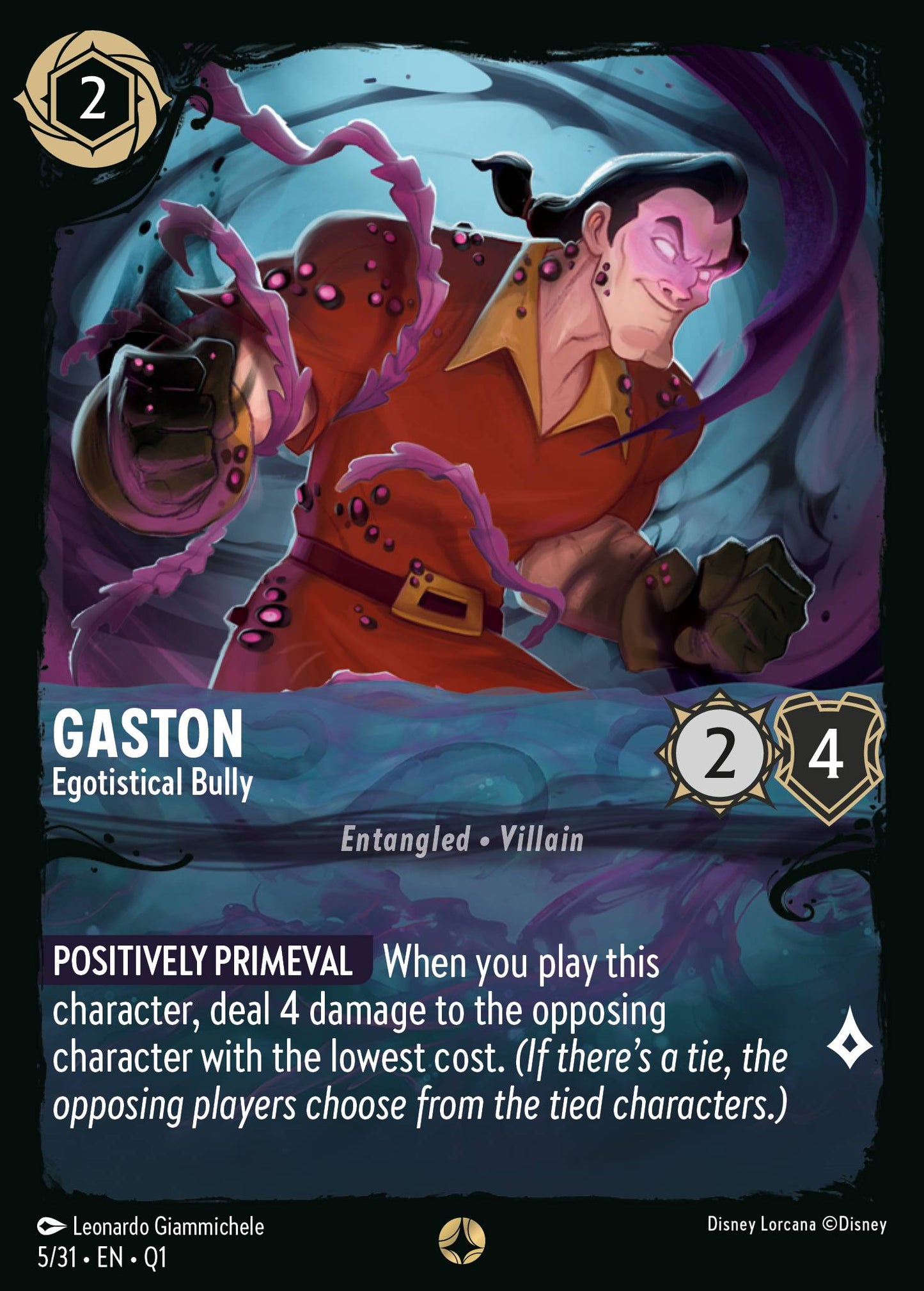 Gaston - Egotistical Bully - Special Normal Disney Lorcana card from Unknown Set