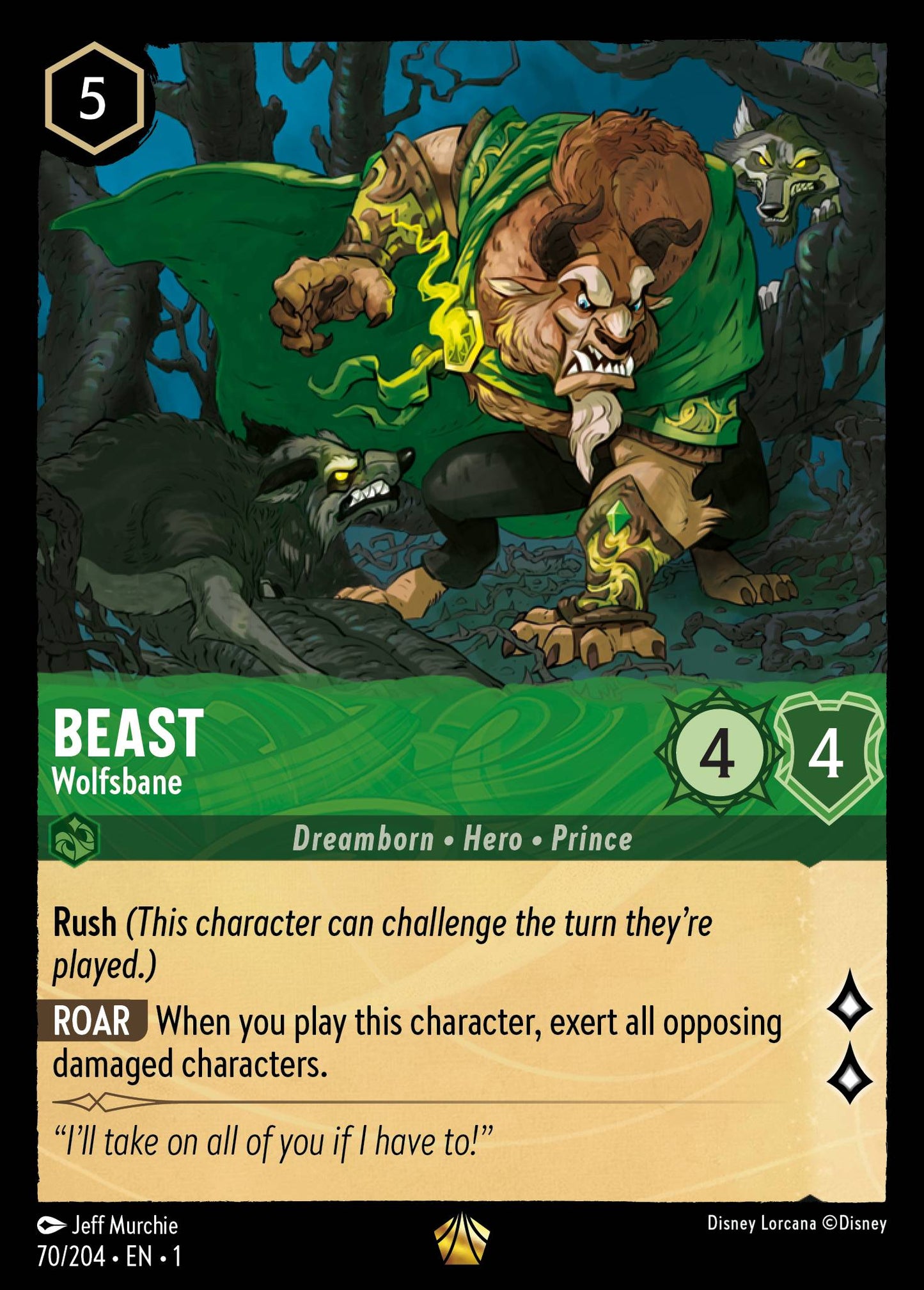 Beast - Wolfsbane - Legendary Normal Disney Lorcana card from The First Chapter