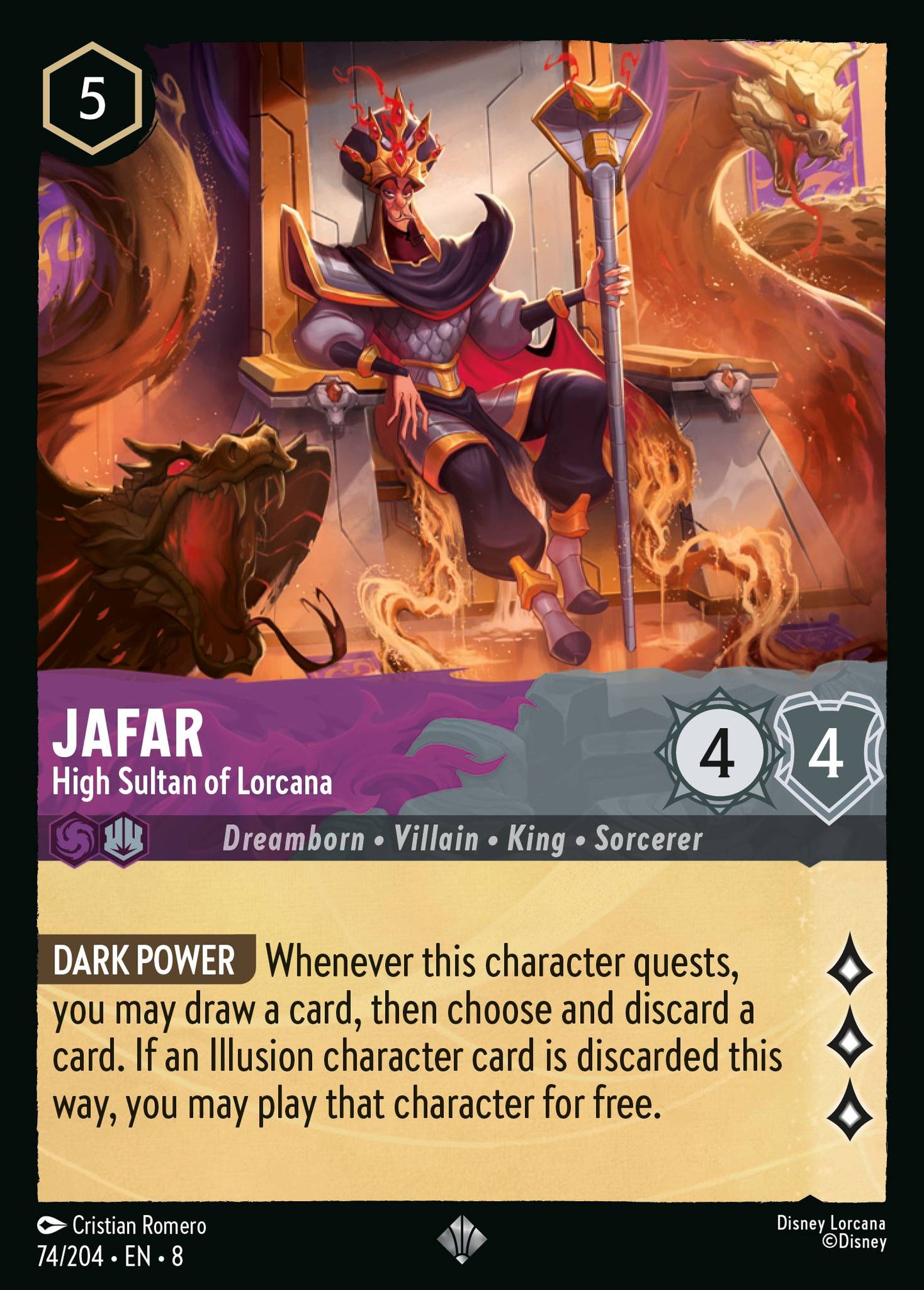 Jafar - High Sultan of Lorcana - Super Rare Normal Disney Lorcana card from The Reign of Jafar