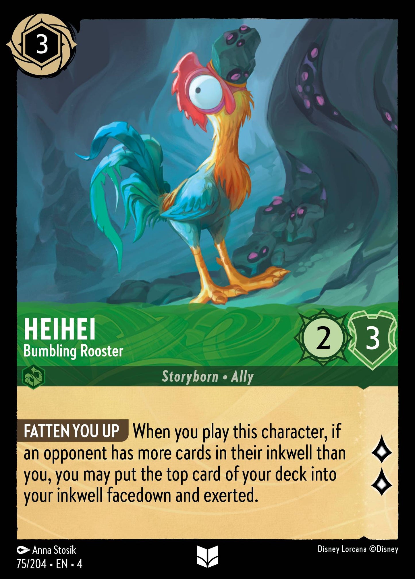 Heihei - Bumbling Rooster - Uncommon Normal Disney Lorcana card from Ursula's Return