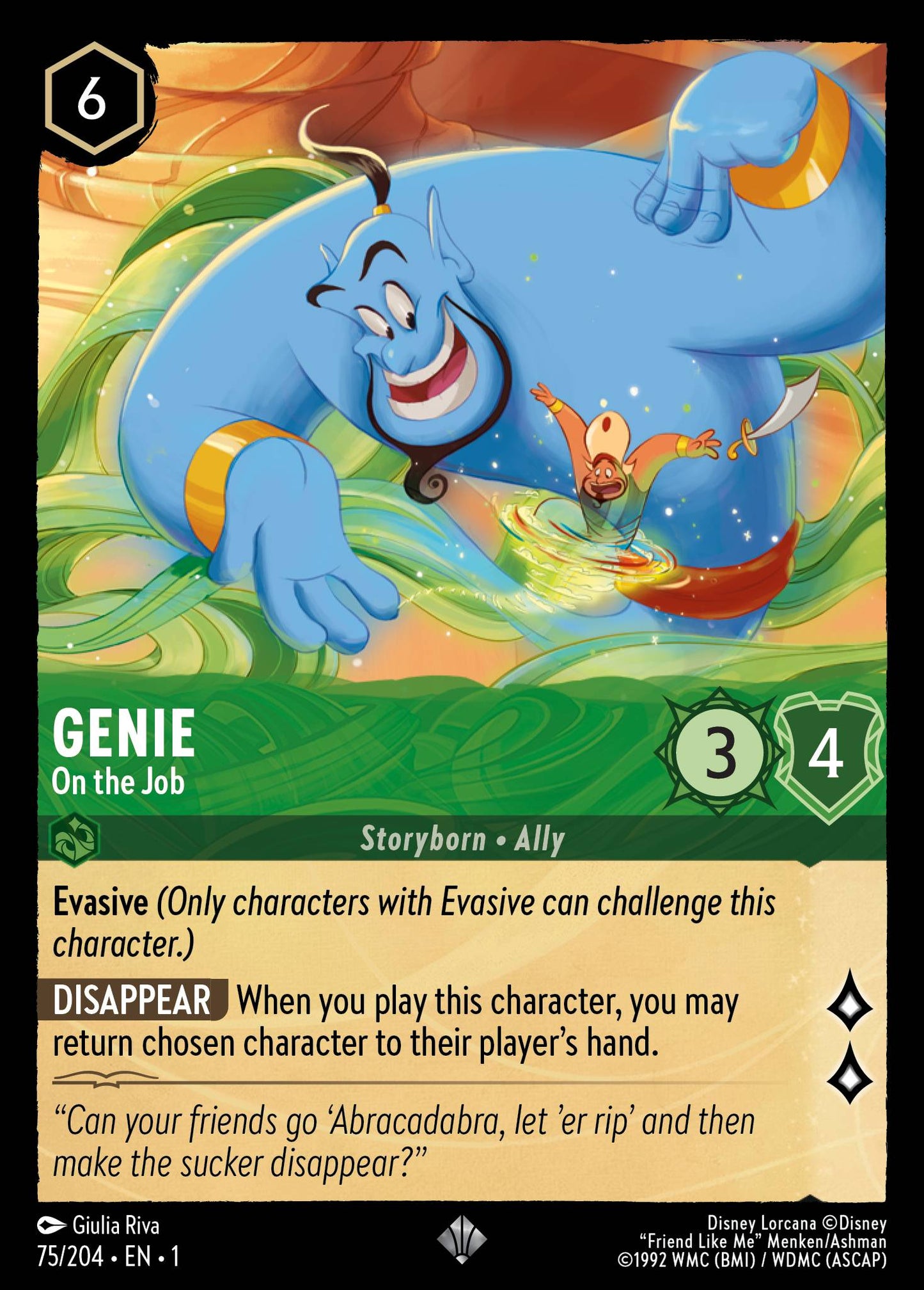 Genie - On the Job - Super Rare Normal Disney Lorcana card from The First Chapter