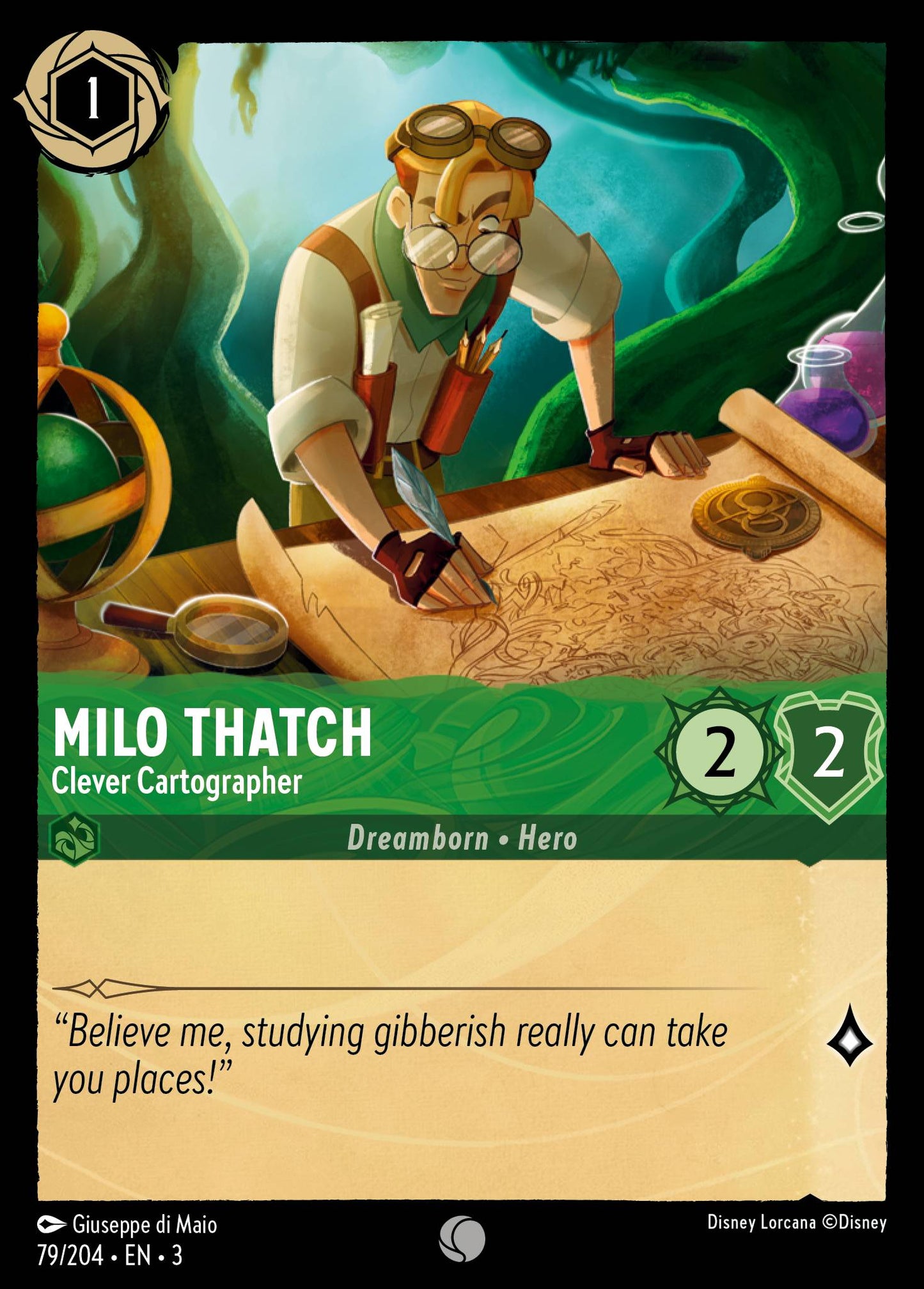 Milo Thatch - Clever Cartographer - Common Normal Disney Lorcana card from Into the Inklands