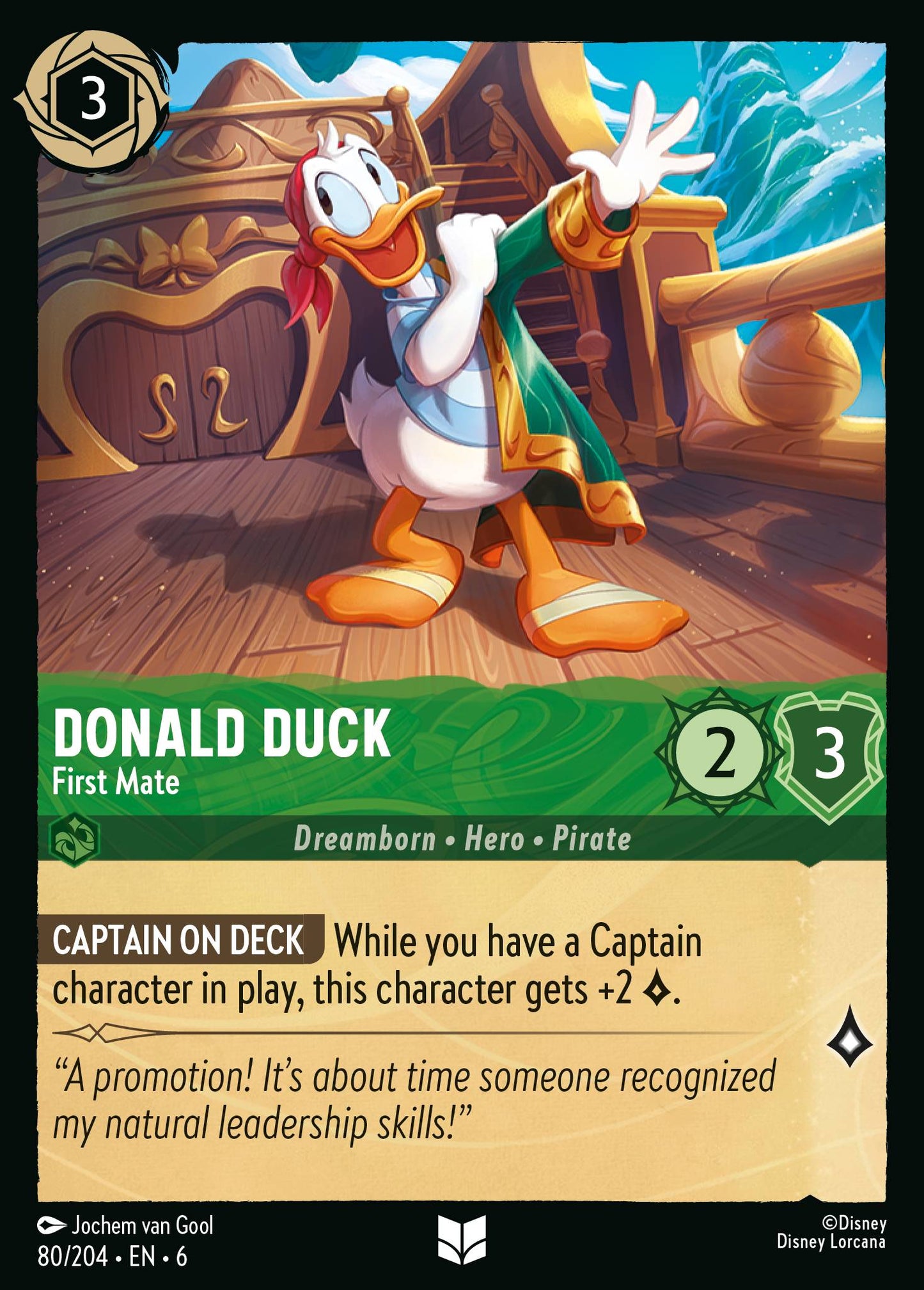 Donald Duck - First Mate - Uncommon Normal Disney Lorcana card from Azurite Sea