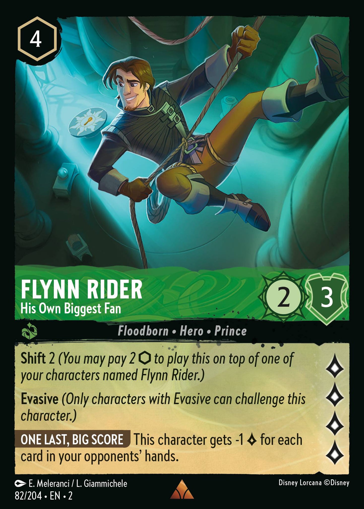 Flynn Rider - His Own Biggest Fan - Rare Normal Disney Lorcana card from Rise of the Floodborn