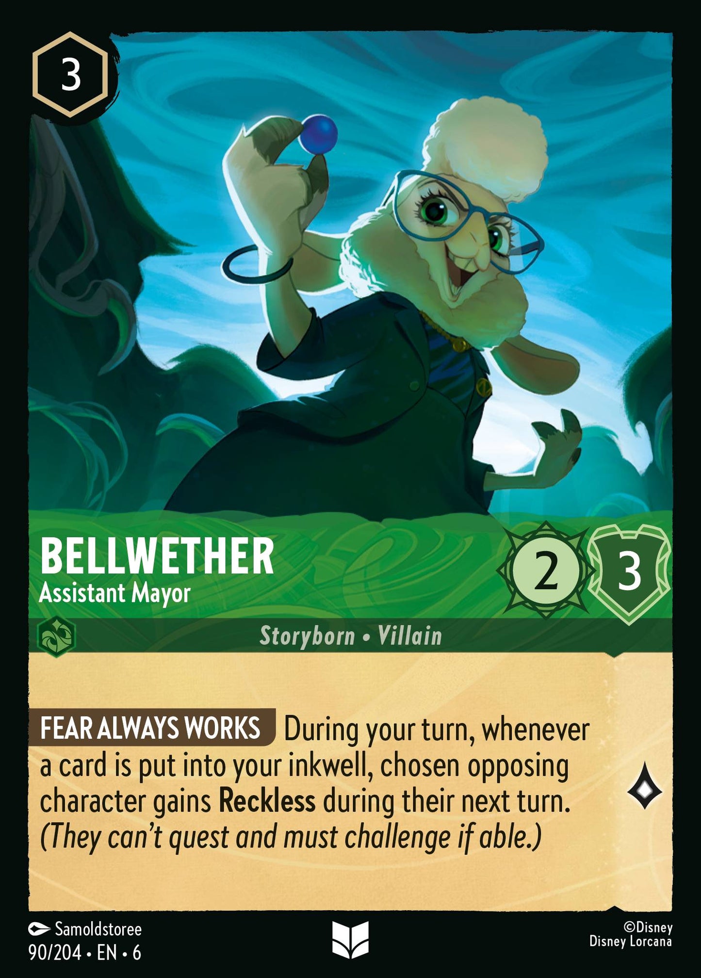 Bellwether - Assistant Mayor - Uncommon Normal Disney Lorcana card from Azurite Sea
