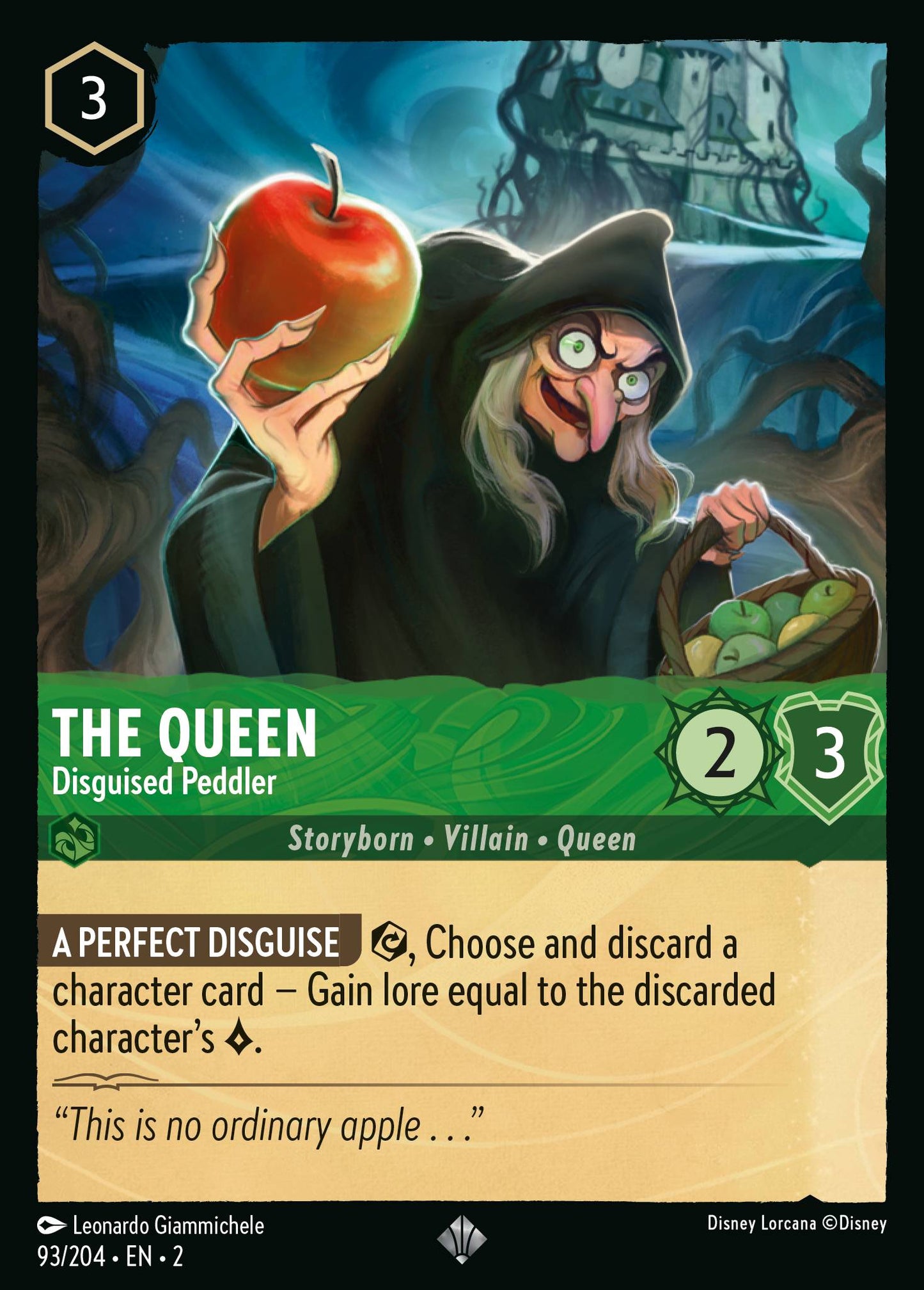 The Queen - Disguised Peddler - Super Rare Normal Disney Lorcana card from Rise of the Floodborn