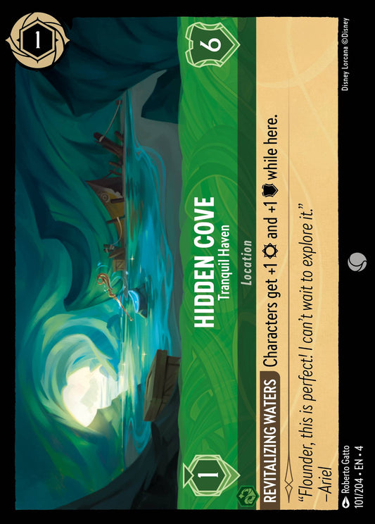 Hidden Cove - Tranquil Haven - Common Normal Disney Lorcana card from Ursula's Return