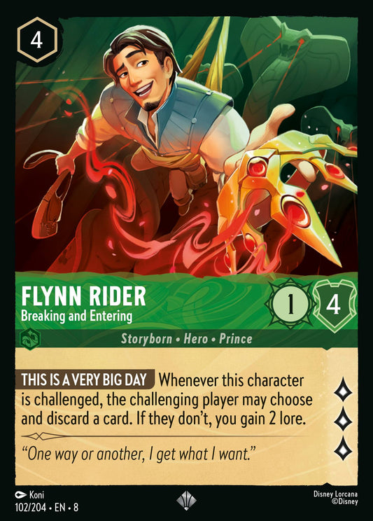 Flynn Rider - Breaking and Entering - Super Rare Normal Disney Lorcana card from The Reign of Jafar