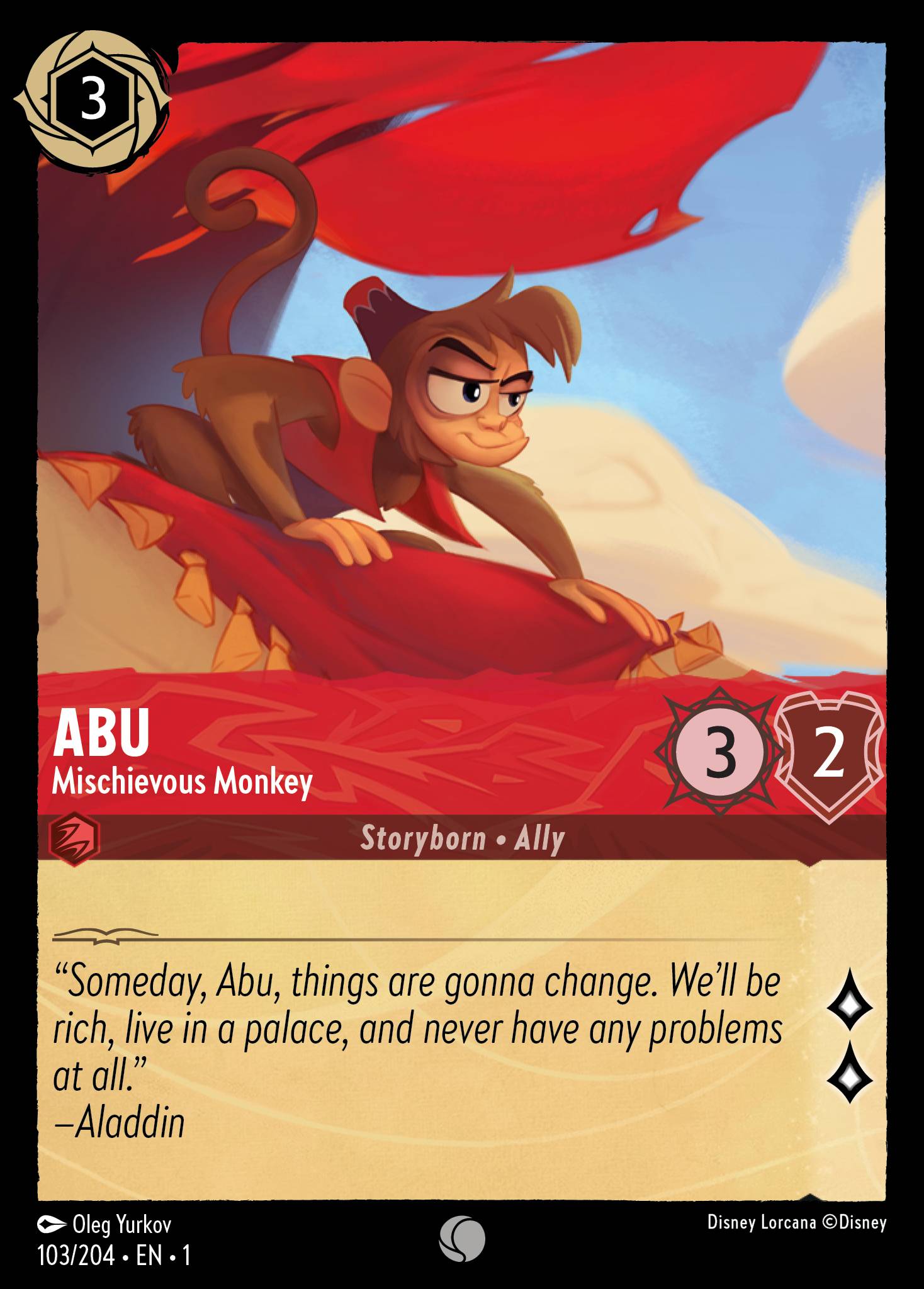 Abu - Mischievous Monkey - Common Normal Disney Lorcana card from The First Chapter