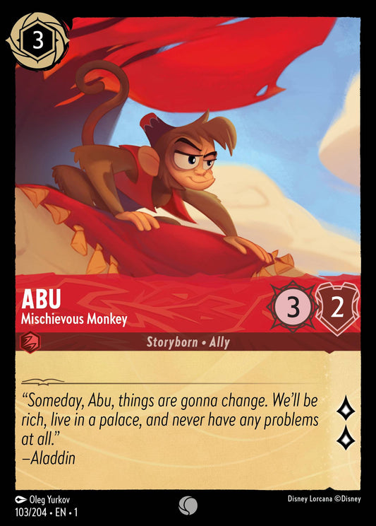 Abu - Mischievous Monkey - Common Normal Disney Lorcana card from The First Chapter