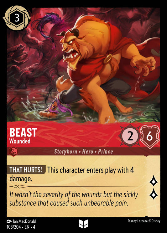 Beast - Wounded - Uncommon Normal Disney Lorcana card from Ursula's Return