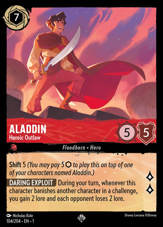 Aladdin - Heroic Outlaw - Super Rare Normal Disney Lorcana card from The First Chapter