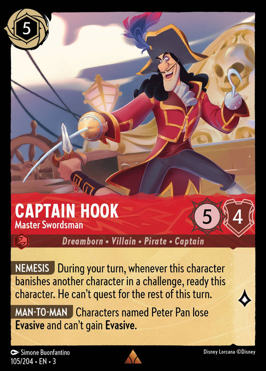 Captain Hook - Master Swordsman - Rare Normal Disney Lorcana card from Into the Inklands