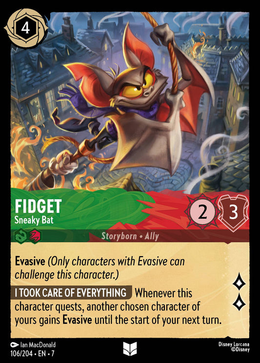 Fidget - Sneaky Bat - Uncommon Normal Disney Lorcana card from Archazia's Island