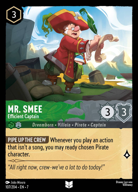 Mr. Smee - Efficient Captain - Uncommon Normal Disney Lorcana card from Archazia's Island