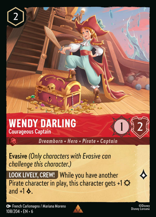 Wendy Darling - Courageous Captain - Rare Normal Disney Lorcana card from Azurite Sea