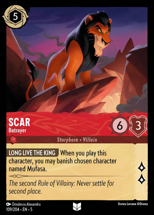 Scar - Betrayer - Uncommon Normal Disney Lorcana card from Shimmering Skies