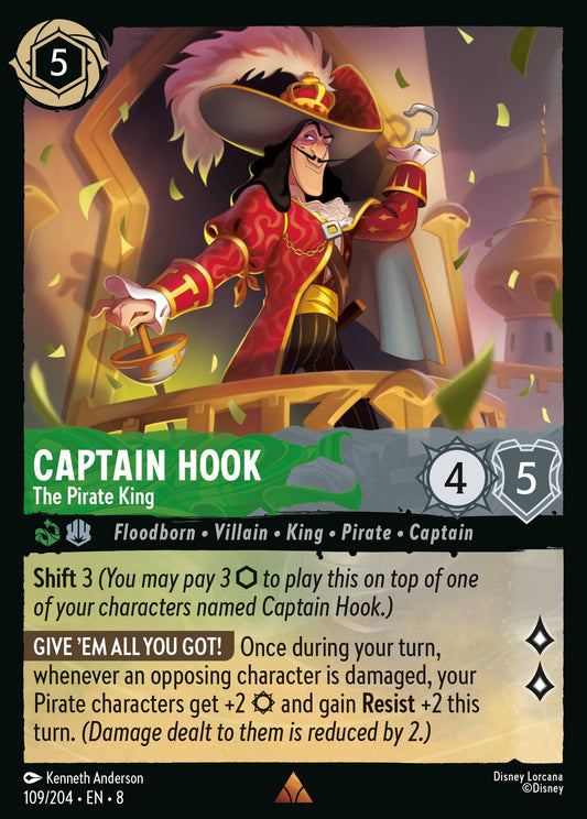 Captain Hook - The Pirate King - Rare Normal Disney Lorcana card from The Reign of Jafar