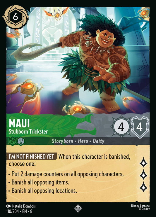 Maui - Stubborn Trickster - Super Rare Normal Disney Lorcana card from The Reign of Jafar