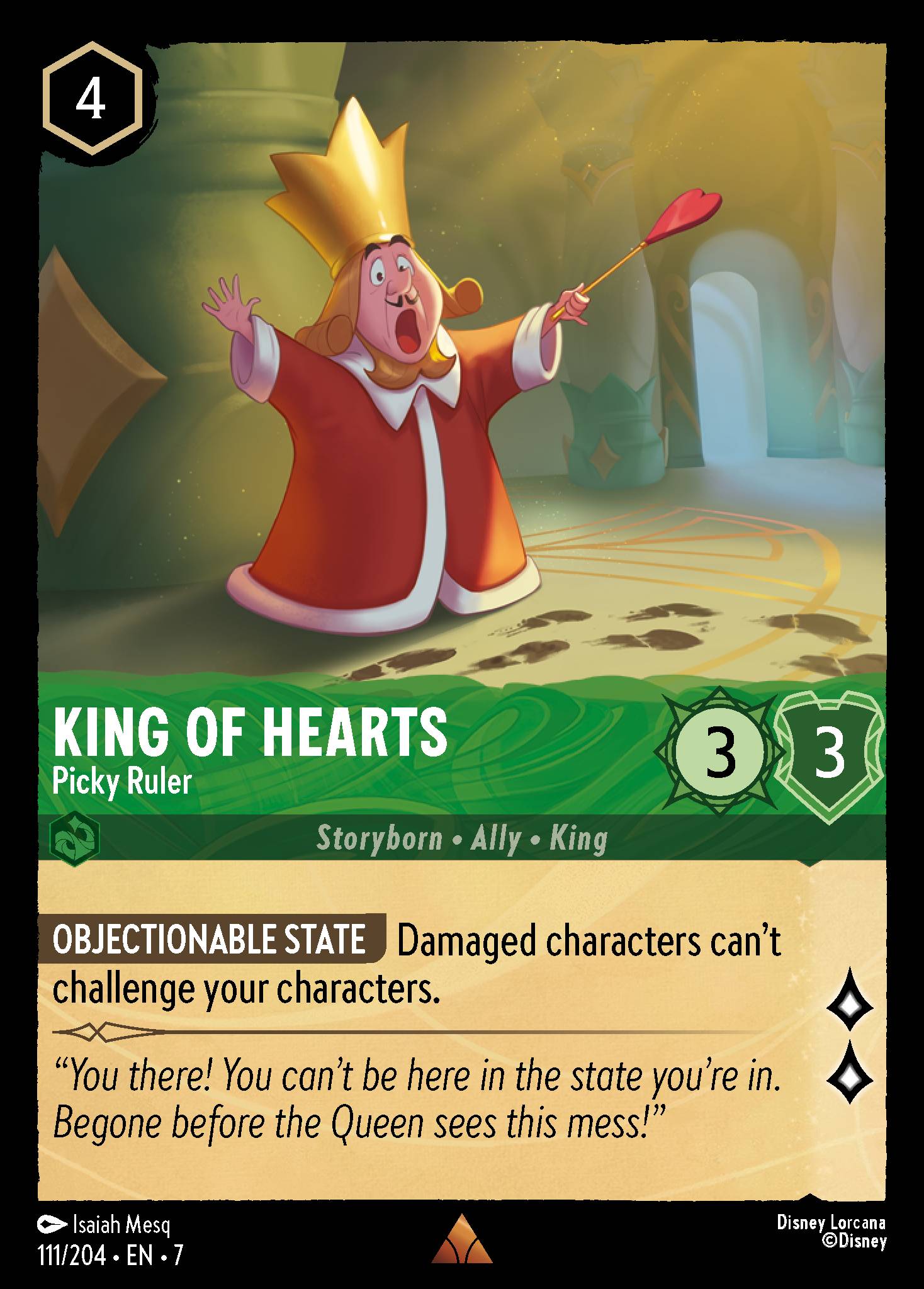 King of Hearts - Picky Ruler - Rare Normal Disney Lorcana card from Archazia's Island
