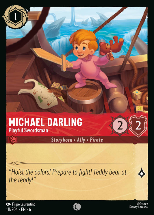 Michael Darling - Playful Swordsman - Common Normal Disney Lorcana card from Azurite Sea