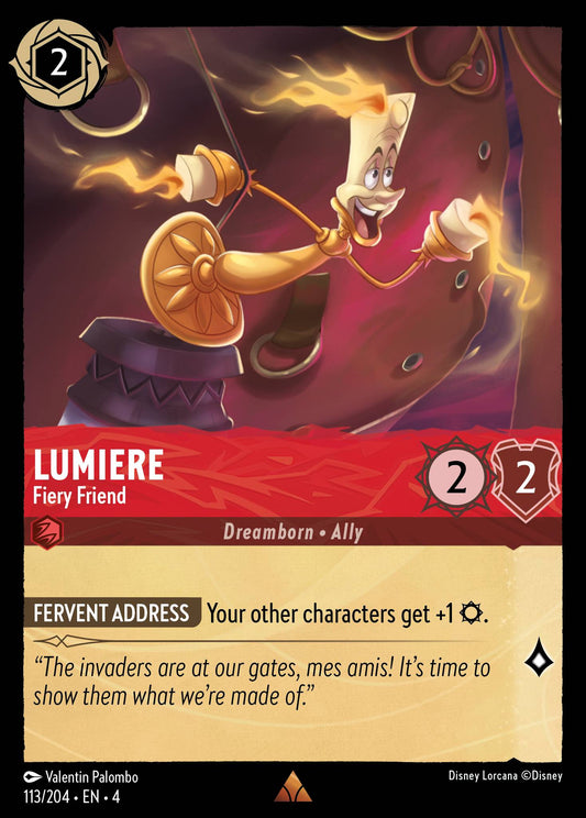 Lumiere - Fiery Friend - Rare Normal Disney Lorcana card from Ursula's Return