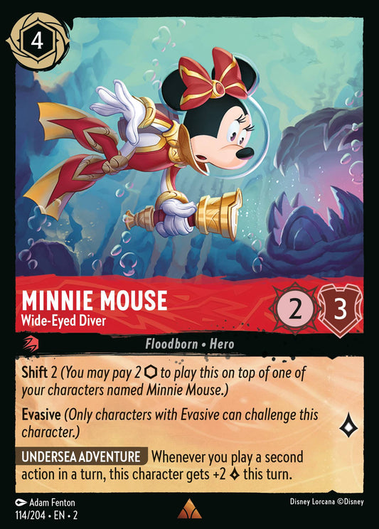 Minnie Mouse - Wide-Eyed Diver - Rare Normal Disney Lorcana card from Rise of the Floodborn