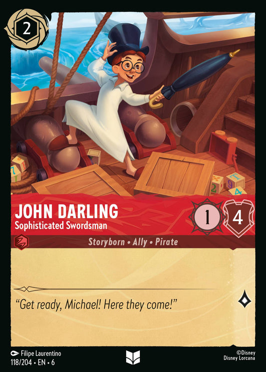John Darling - Sophisticated Swordsman - Uncommon Normal Disney Lorcana card from Azurite Sea