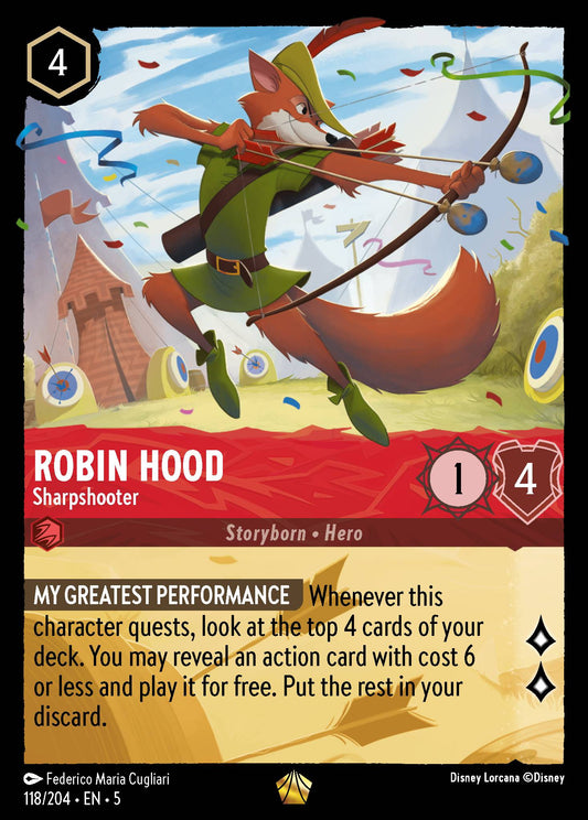 Robin Hood - Sharpshooter - Legendary Normal Disney Lorcana card from Shimmering Skies