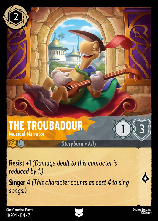 The Troubadour - Musical Narrator - Uncommon Normal Disney Lorcana card from Archazia's Island