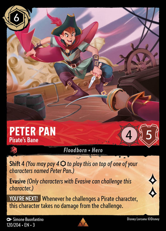 Peter Pan - Pirate's Bane - Rare Normal Disney Lorcana card from Into the Inklands